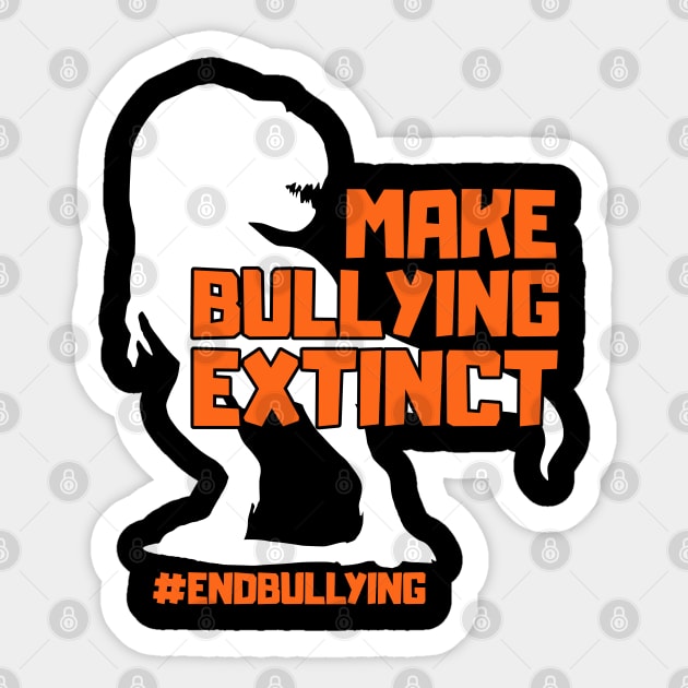Make Bullying Extinct Unity Day Anti Bullying Orange Dinosaur Sticker by Tshirtiz